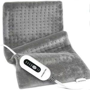 Plush Flannel Heating Pad 24x12 Gray 4-Heat Setting For Neck Back Shoulders New